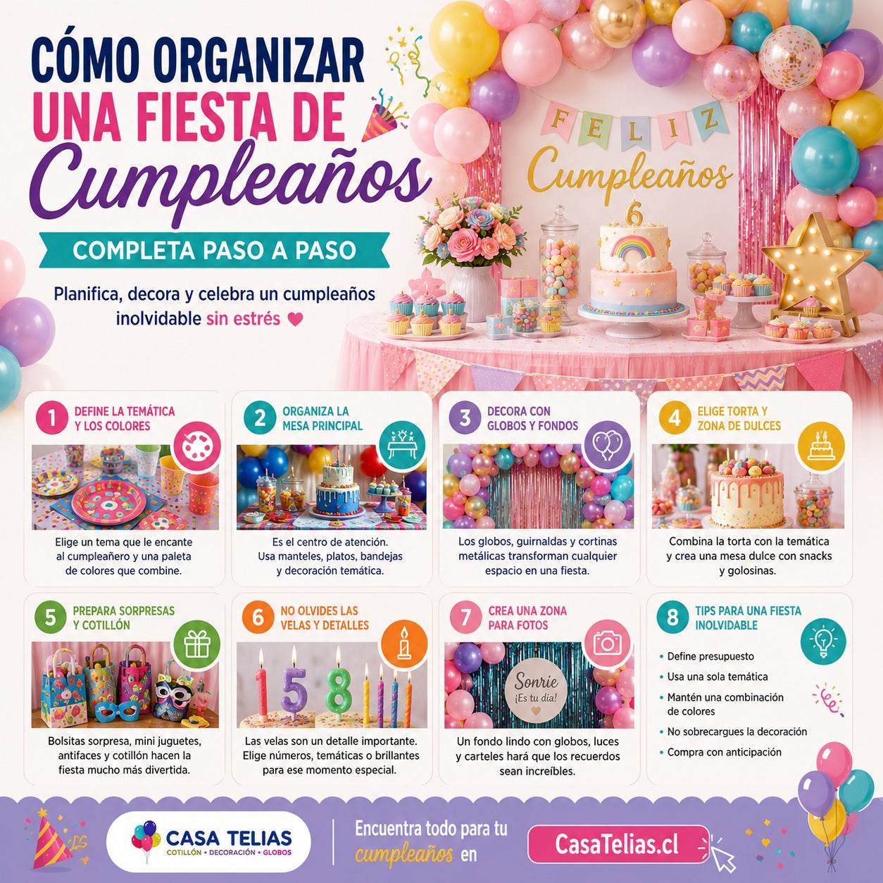 Cómo organizar una fiesta de cumpleaños completa paso a paso (Guía 2026)