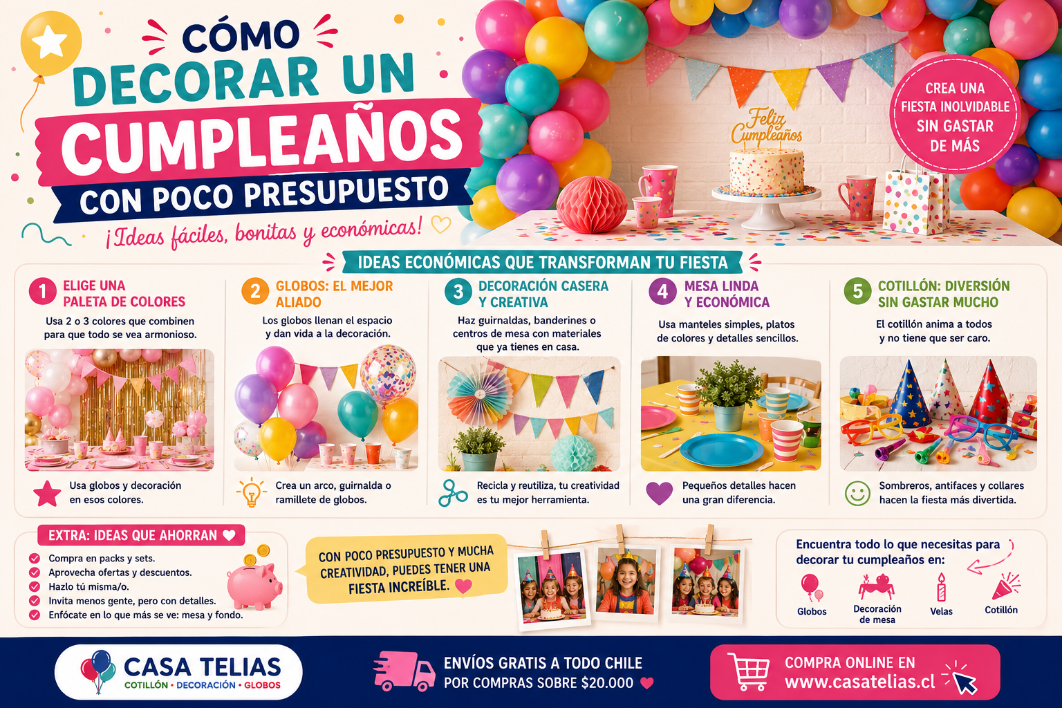 Cómo decorar un cumpleaños con poco presupuesto (ideas fáciles y económicas)