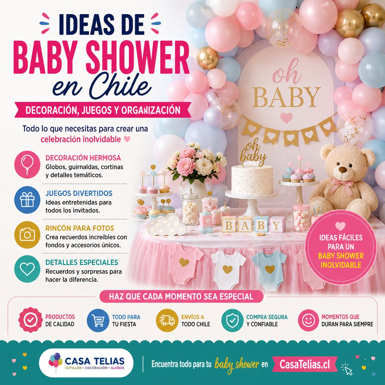 Ideas de baby shower en Chile: decoración, juegos y organización (Guía 2026)