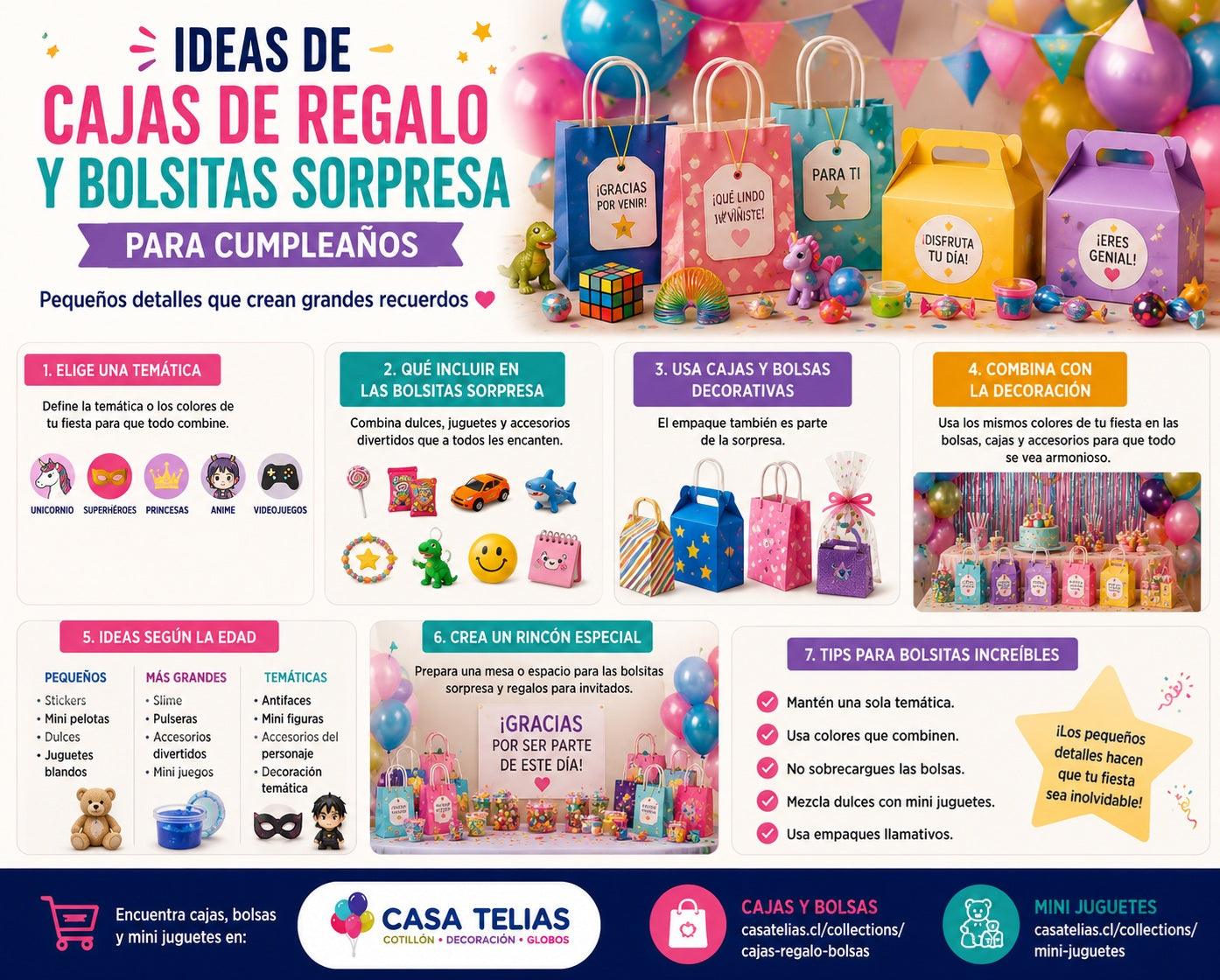 Ideas de cajas de regalo y bolsitas sorpresa para cumpleaños