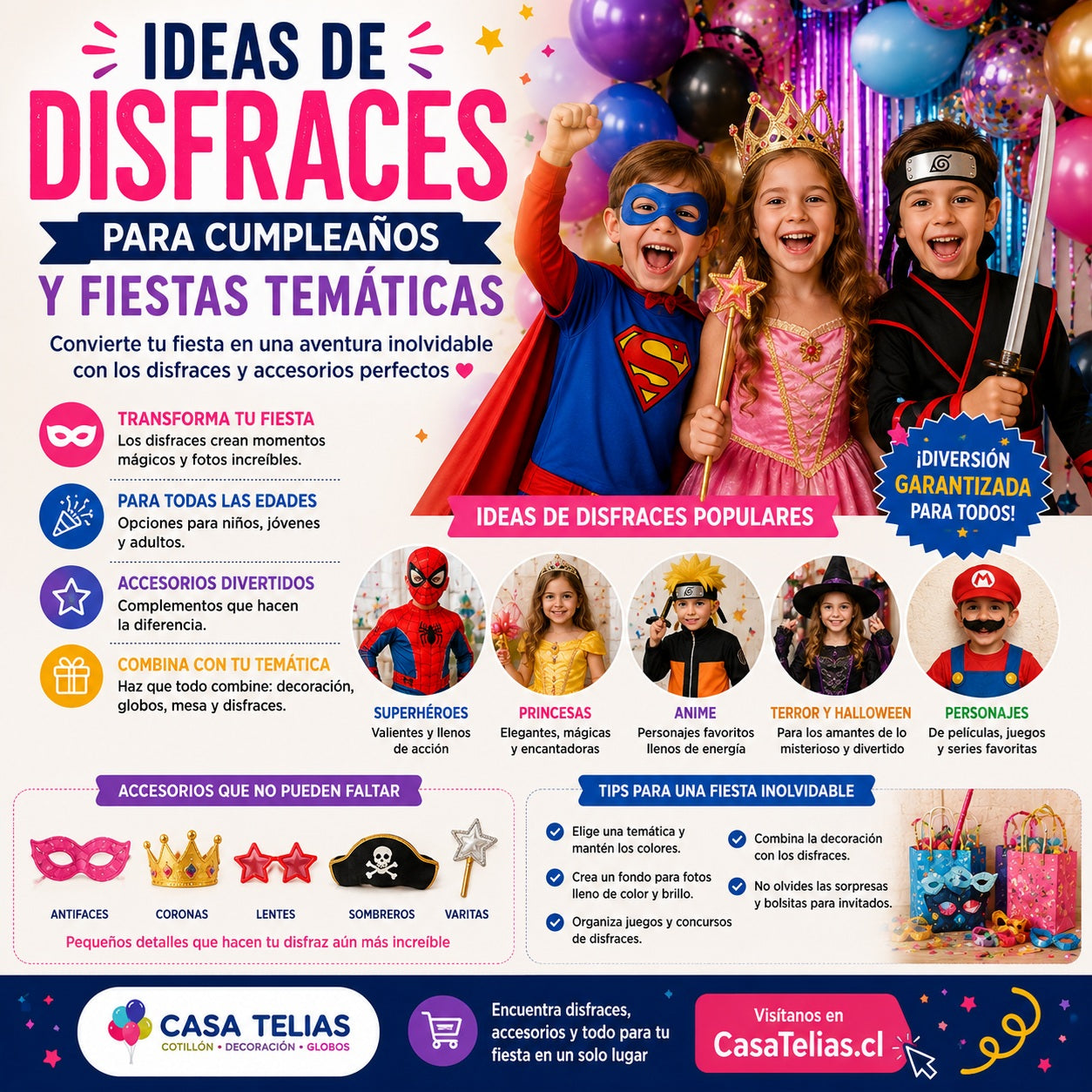 Ideas de disfraces para cumpleaños y fiestas temáticas (Guía 2026)