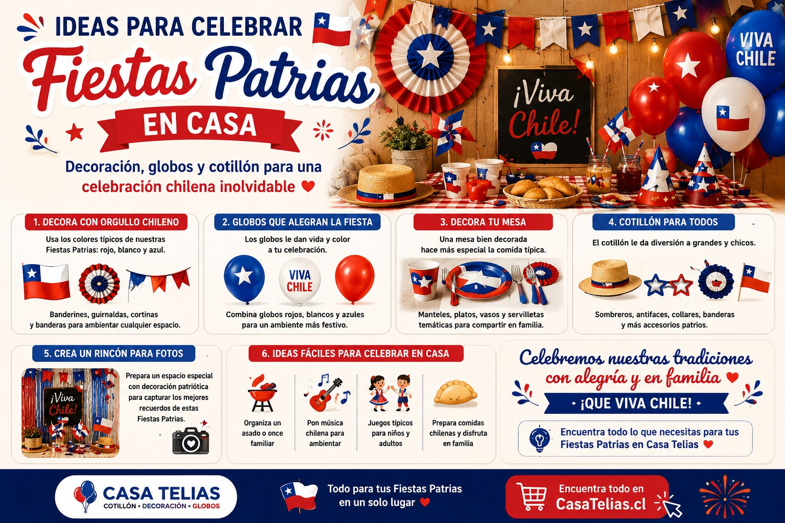 Ideas para celebrar Fiestas Patrias en casa (decoración y cotillón)