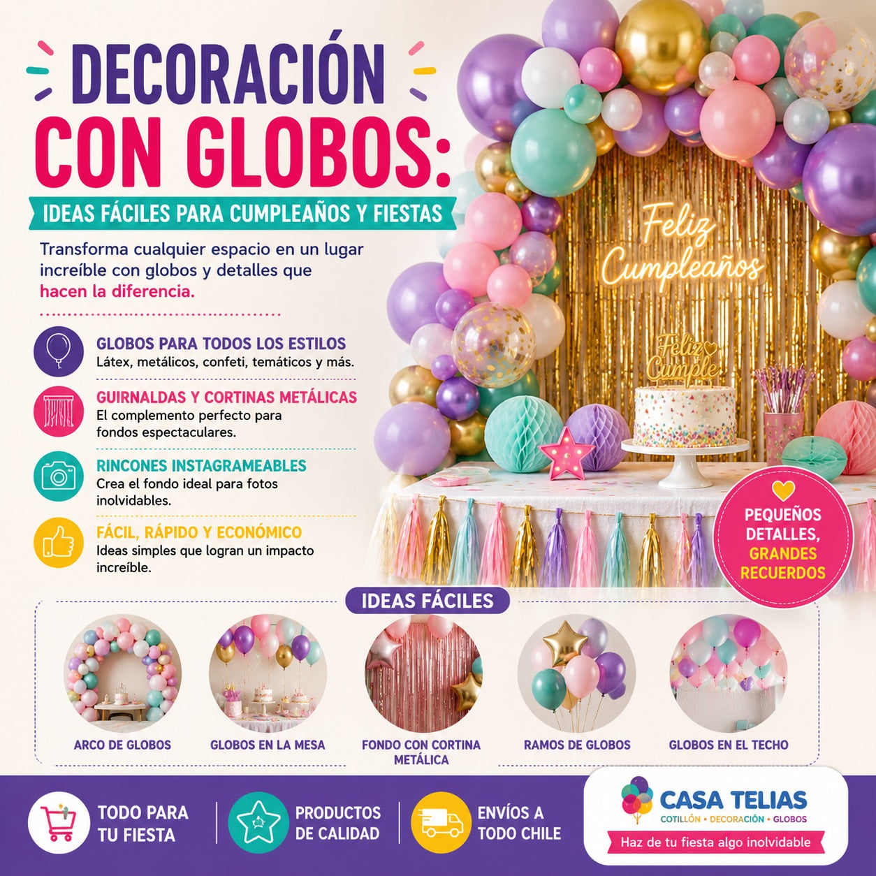 Decoración con globos: ideas fáciles para cumpleaños y fiestas en Chile (Guía 2026)