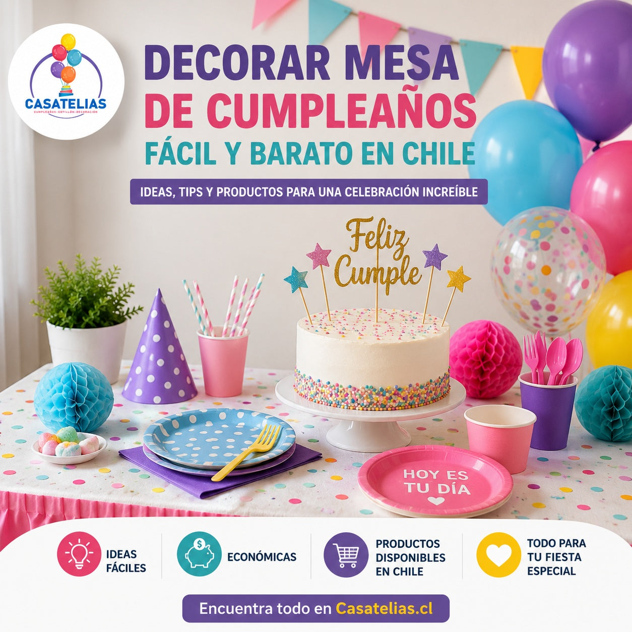 Cómo decorar una mesa de cumpleaños fácil y barato en Chile (Guía 2026)