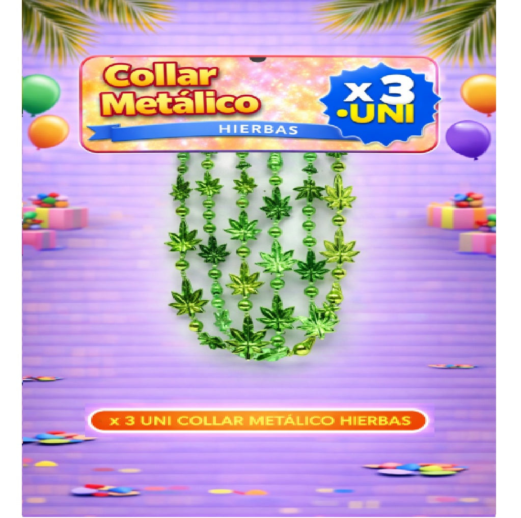 Collares Metálicos Variedades - Accesorio Fiesta y Cotillón