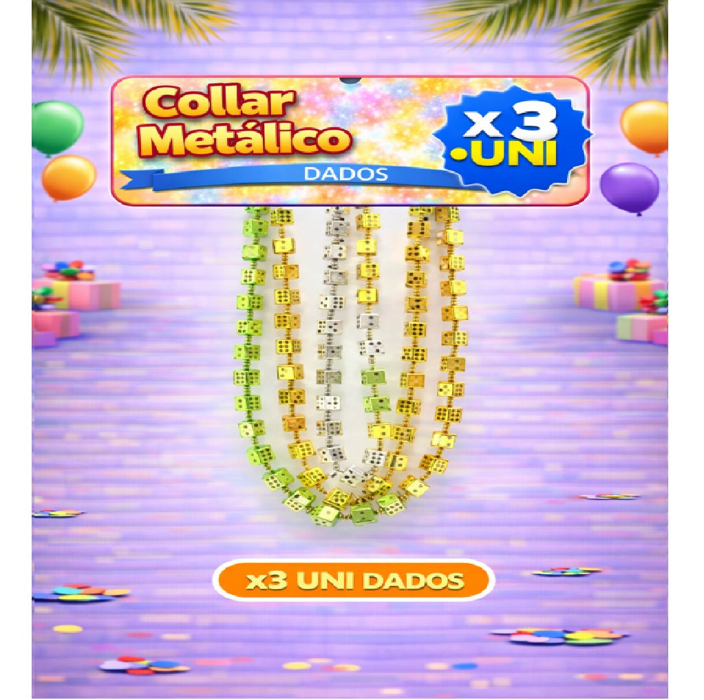 Collares Metálicos Variedades - Accesorio Fiesta y Cotillón