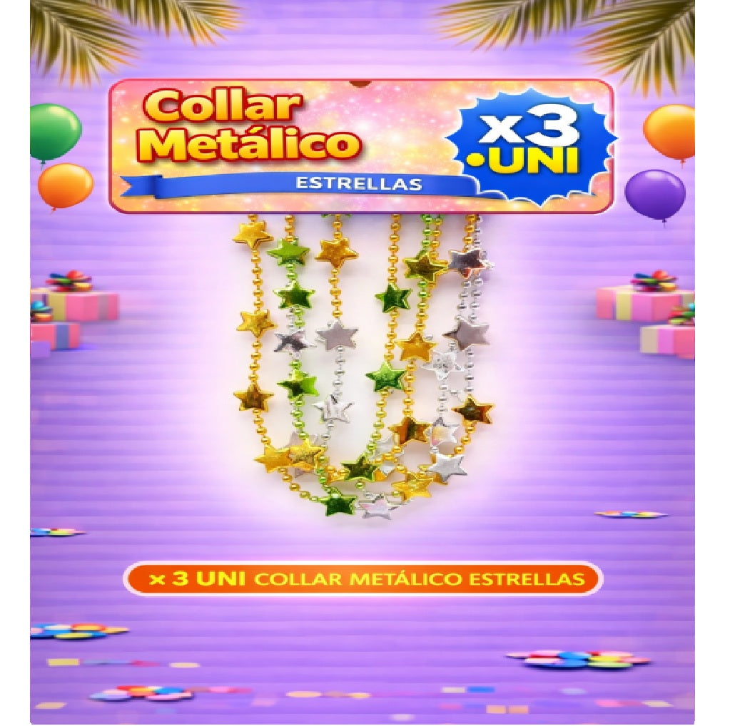Collares Metálicos Variedades - Accesorio Fiesta y Cotillón
