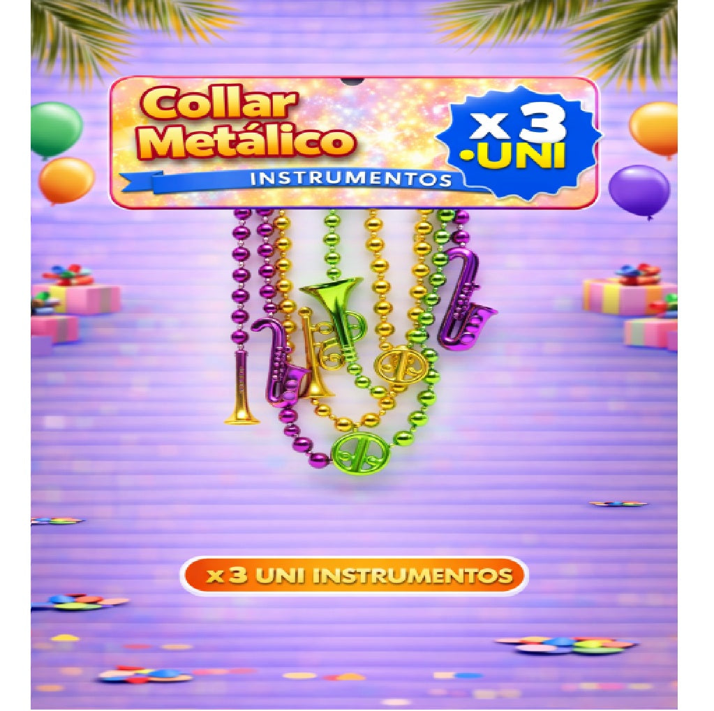 Collares Metálicos Variedades - Accesorio Fiesta y Cotillón