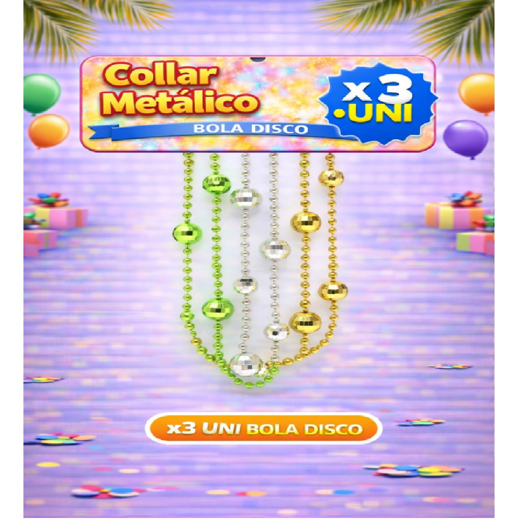 Collares Metálicos Variedades - Accesorio Fiesta y Cotillón