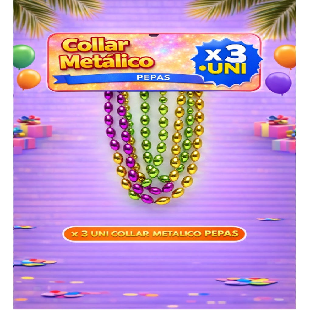 Collares Metálicos Variedades - Accesorio Fiesta y Cotillón