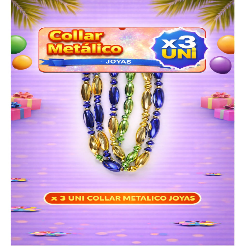Collares Metálicos Variedades - Accesorio Fiesta y Cotillón