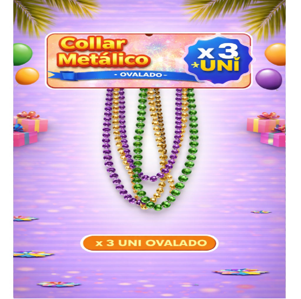 Collares Metálicos Variedades - Accesorio Fiesta y Cotillón