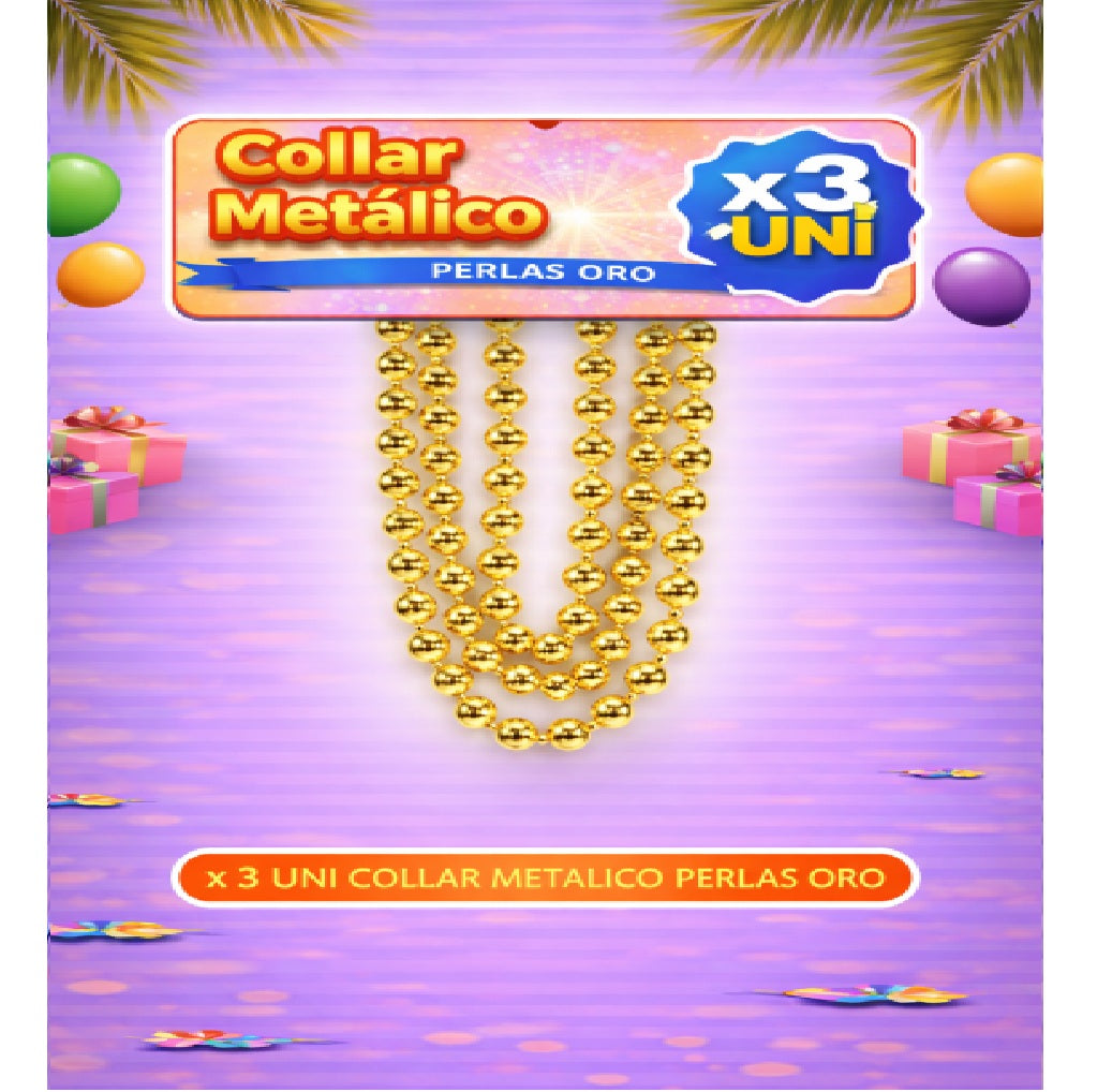 Collares Metálicos Variedades - Accesorio Fiesta y Cotillón