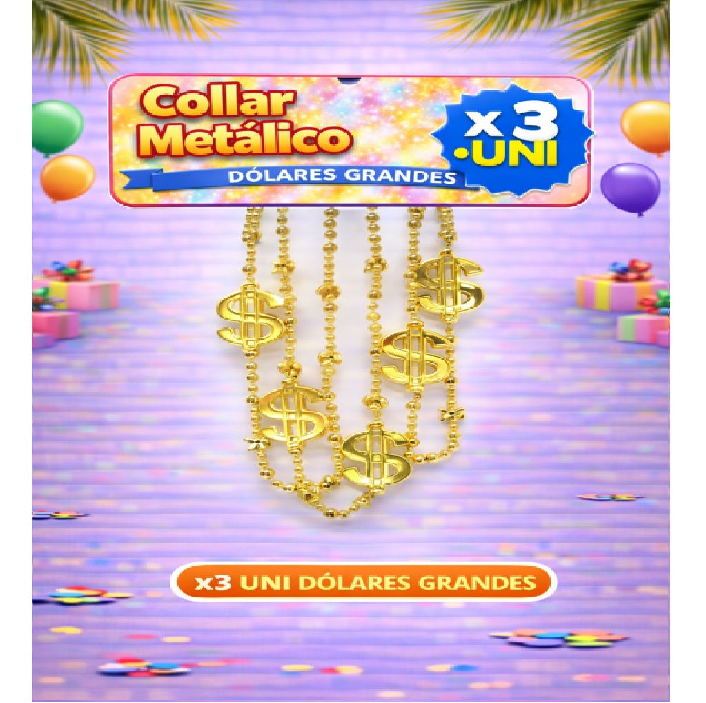 Collares Metálicos Variedades - Accesorio Fiesta y Cotillón