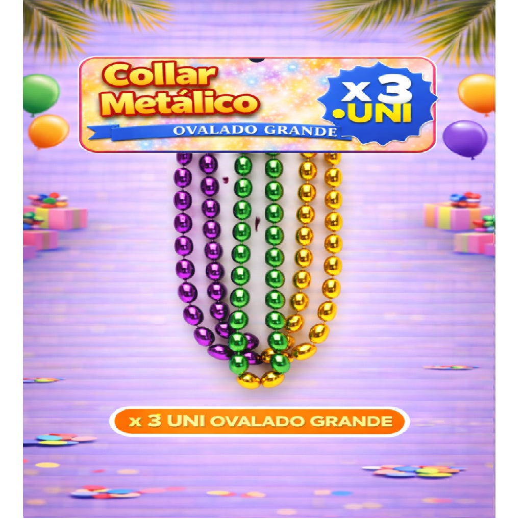 Collares Metálicos Variedades - Accesorio Fiesta y Cotillón