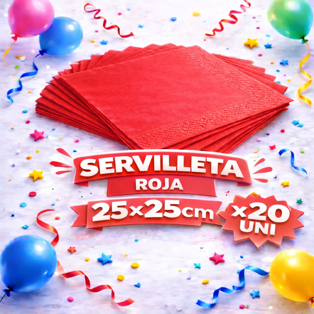 Servilleta Colores 25 x 25 cm x 20 Unidades – Servilletas para Fiesta