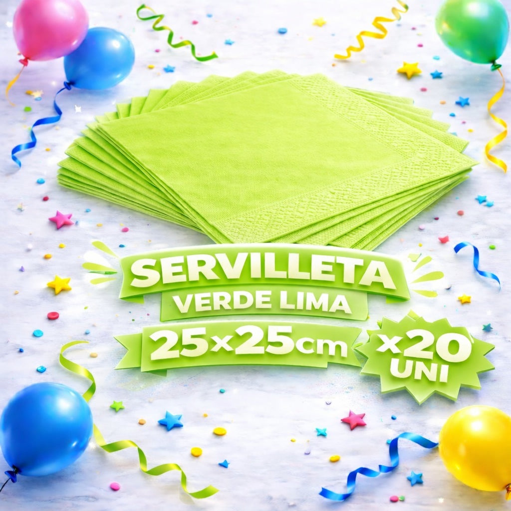 Servilleta Colores 25 x 25 cm x 20 Unidades – Servilletas para Fiesta