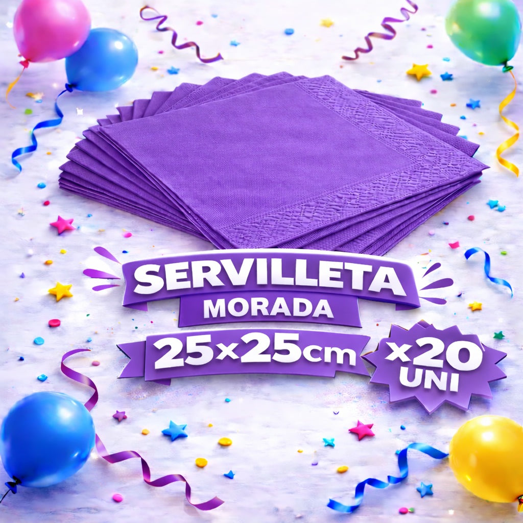 Servilleta Colores 25 x 25 cm x 20 Unidades – Servilletas para Fiesta