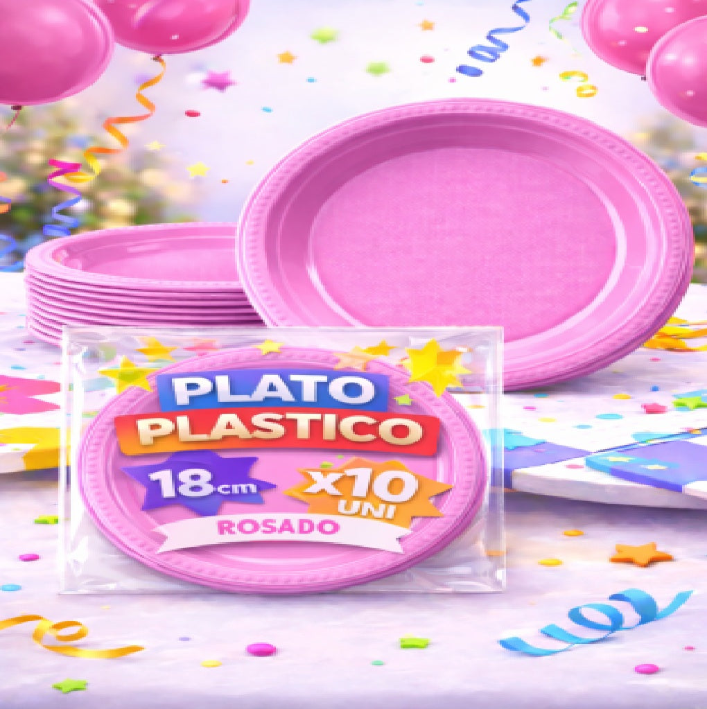 Platos Plásticos 18 cm x10 Unidades – Platos para Fiesta y Cumpleaños