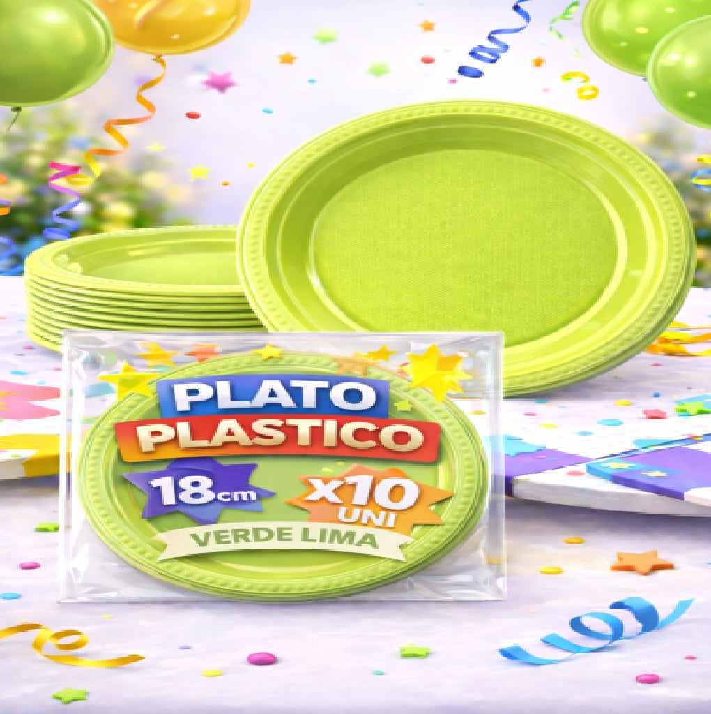 Platos Plásticos 18 cm x10 Unidades – Platos para Fiesta y Cumpleaños