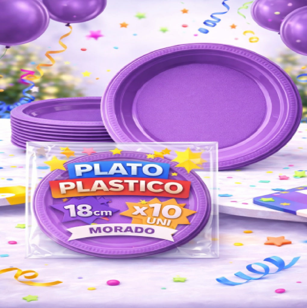 Platos Plásticos 18 cm x10 Unidades – Platos para Fiesta y Cumpleaños
