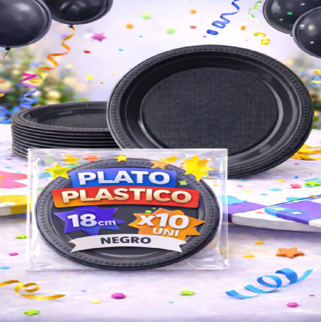 Platos Plásticos 18 cm x10 Unidades – Platos para Fiesta y Cumpleaños