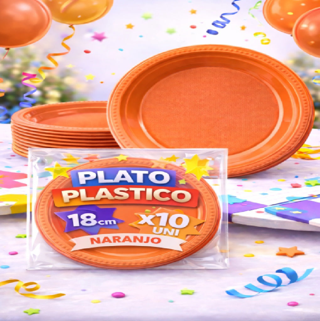 Platos Plásticos 18 cm x10 Unidades – Platos para Fiesta y Cumpleaños