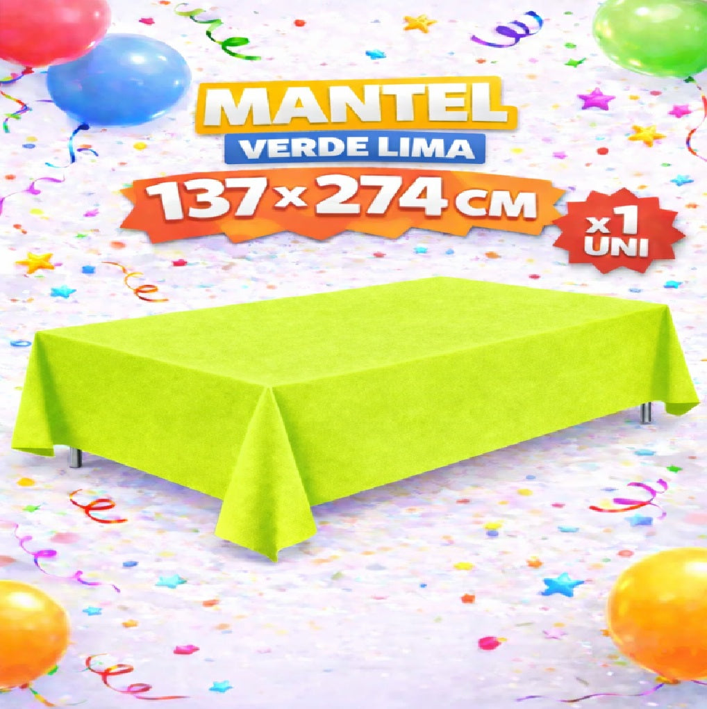 Mantel de Mesa 137 x 274 cm de Colores para Fiesta, Cumpleaños y Decoración de Eventos