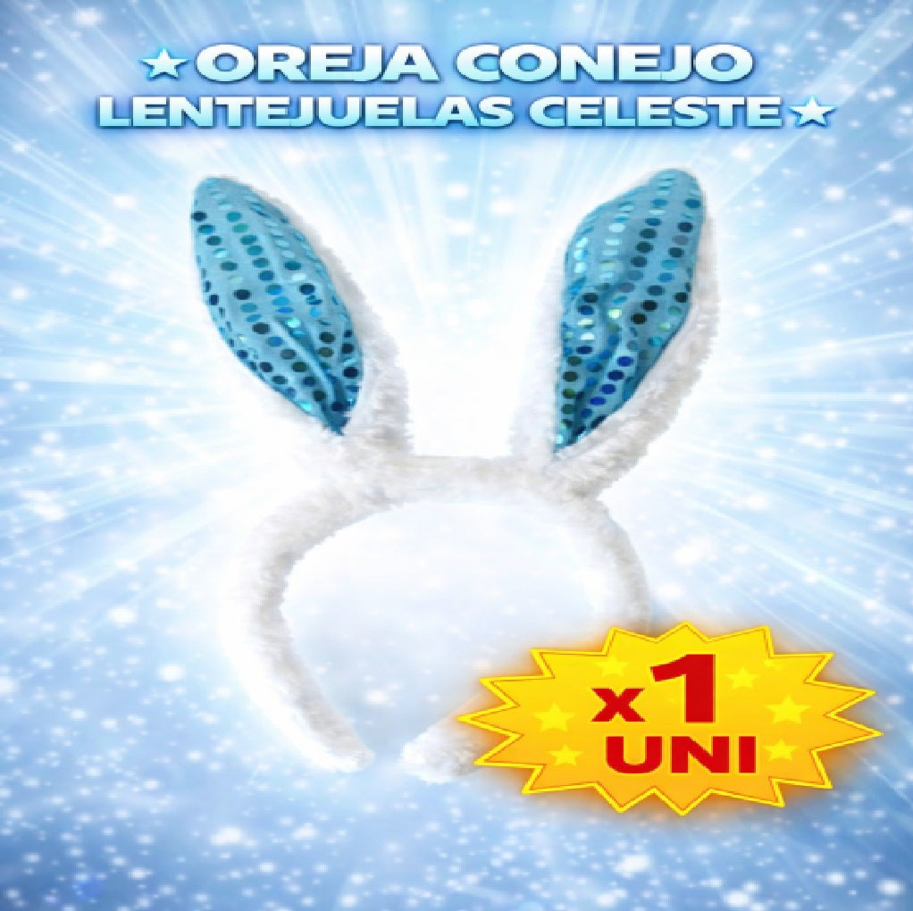 Orejas de Conejo con Lentejuelas - Cintillo de Disfraz