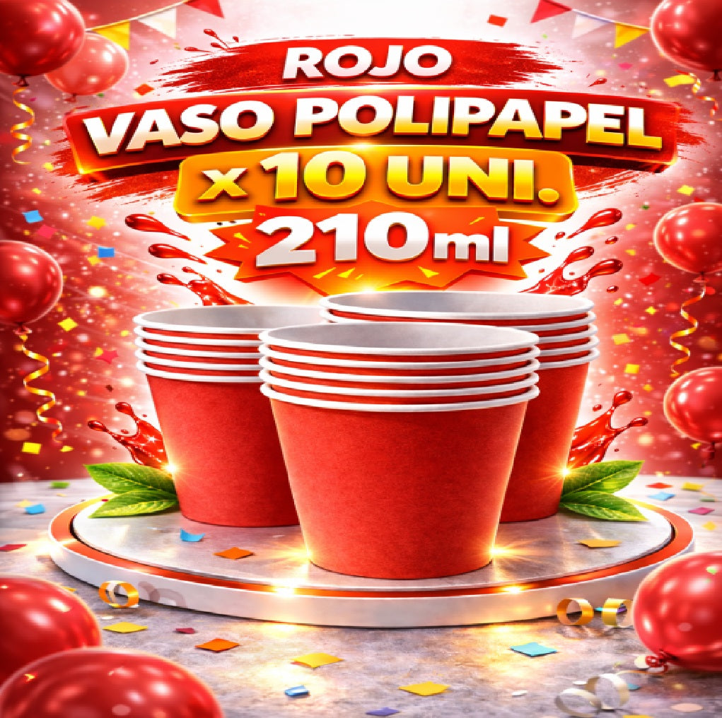Vaso Polipapel x 10 Colores 210 ml – Vasos Desechables para Fiesta