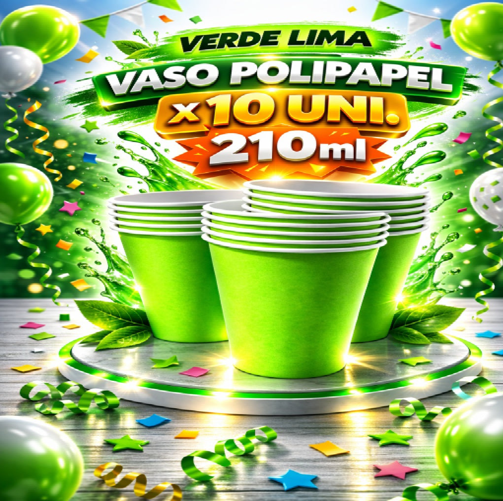 Vaso Polipapel x 10 Colores 210 ml – Vasos Desechables para Fiesta