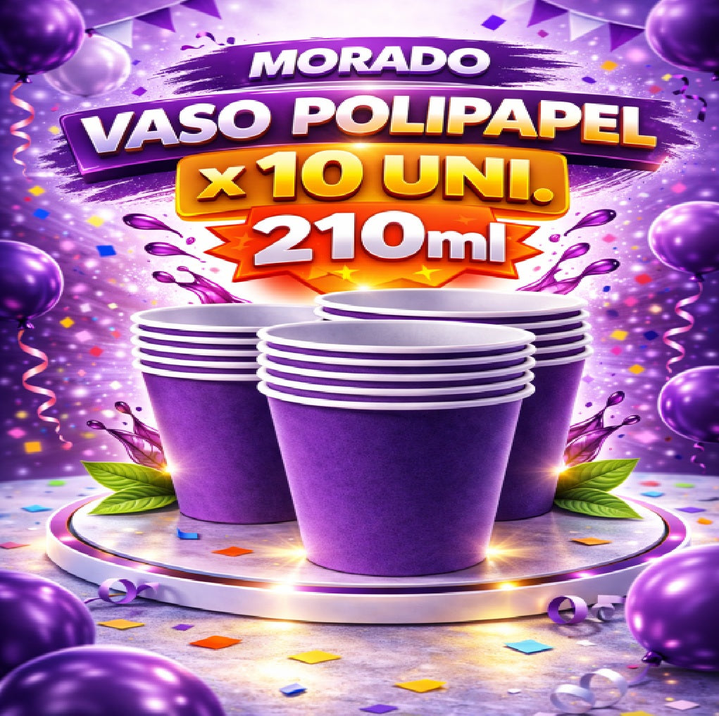 Vaso Polipapel x 10 Colores 210 ml – Vasos Desechables para Fiesta