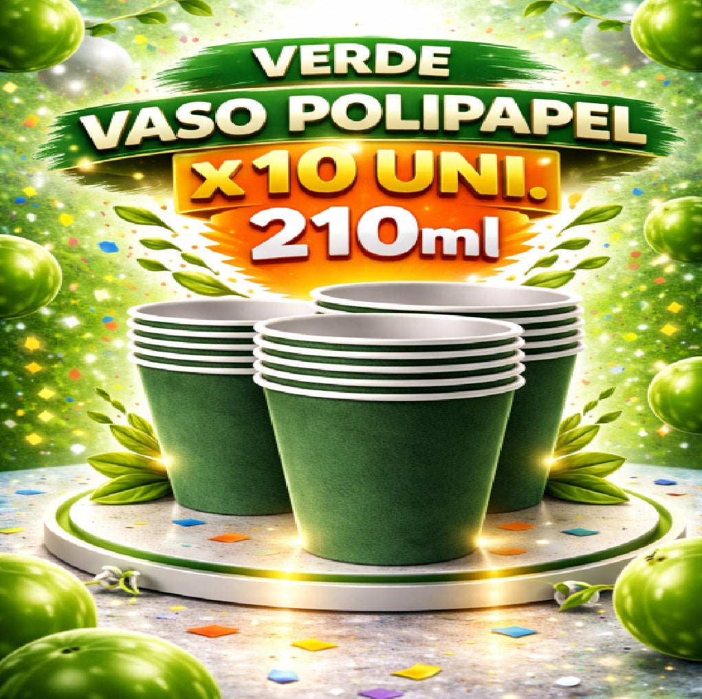Vaso Polipapel x 10 Colores 210 ml – Vasos Desechables para Fiesta