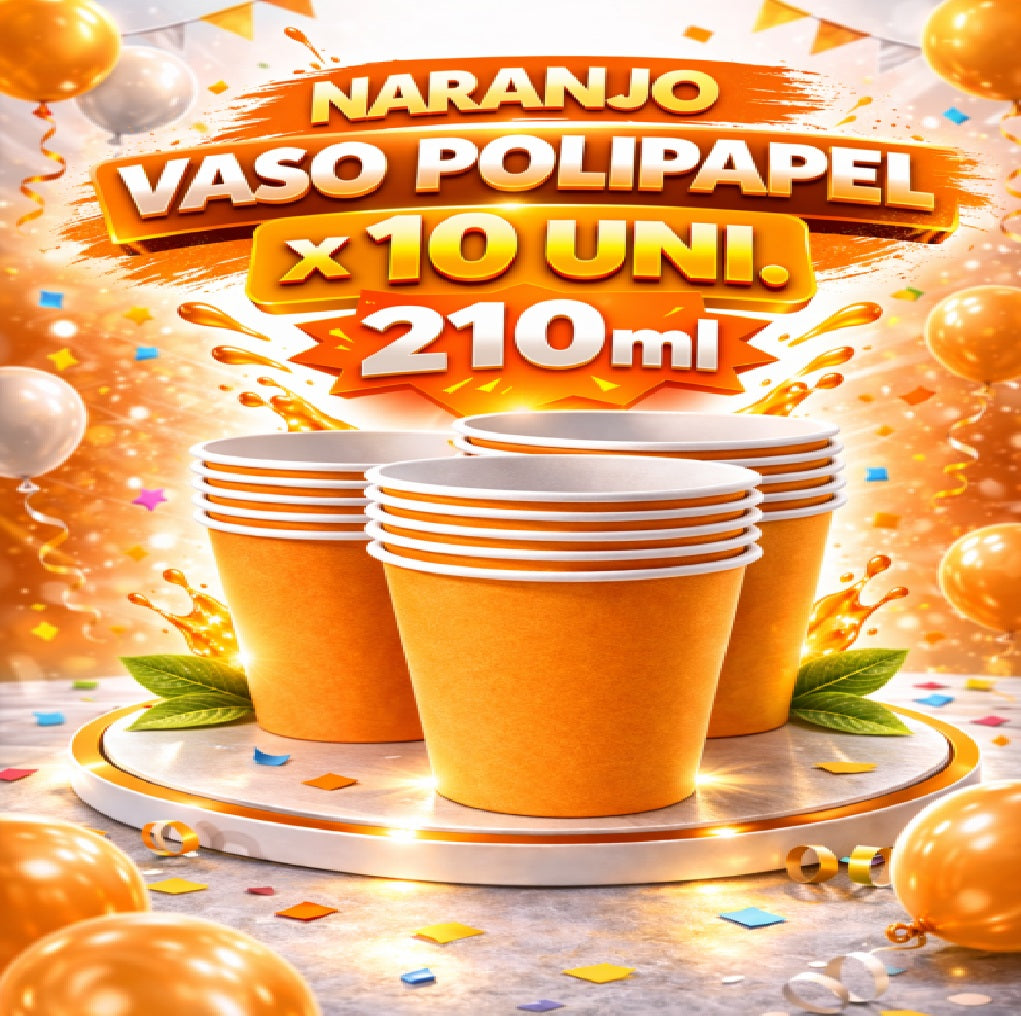 Vaso Polipapel x 10 Colores 210 ml – Vasos Desechables para Fiesta