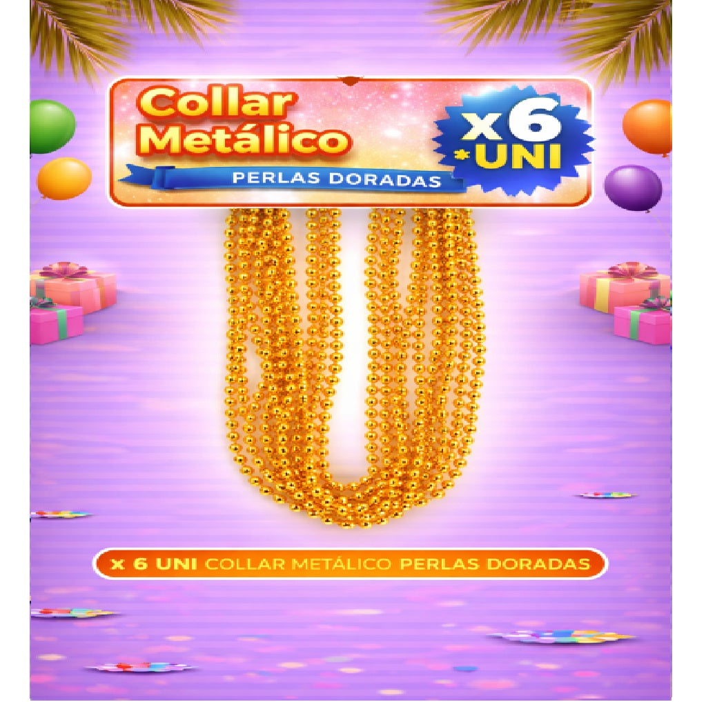 Collares Metálicos Variedades - Accesorio Fiesta y Cotillón