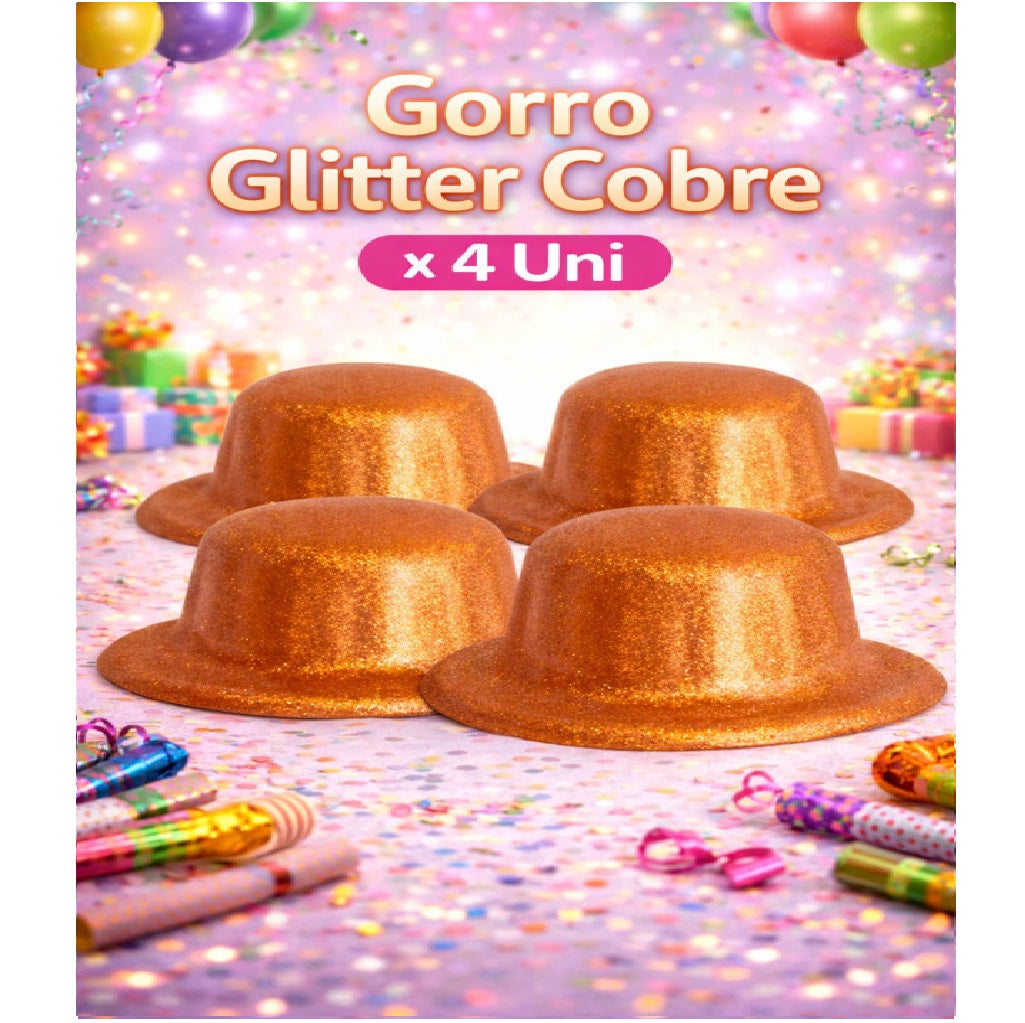 Gorros Glitter Mix x4 - Sombreros de Fiesta Brillantes