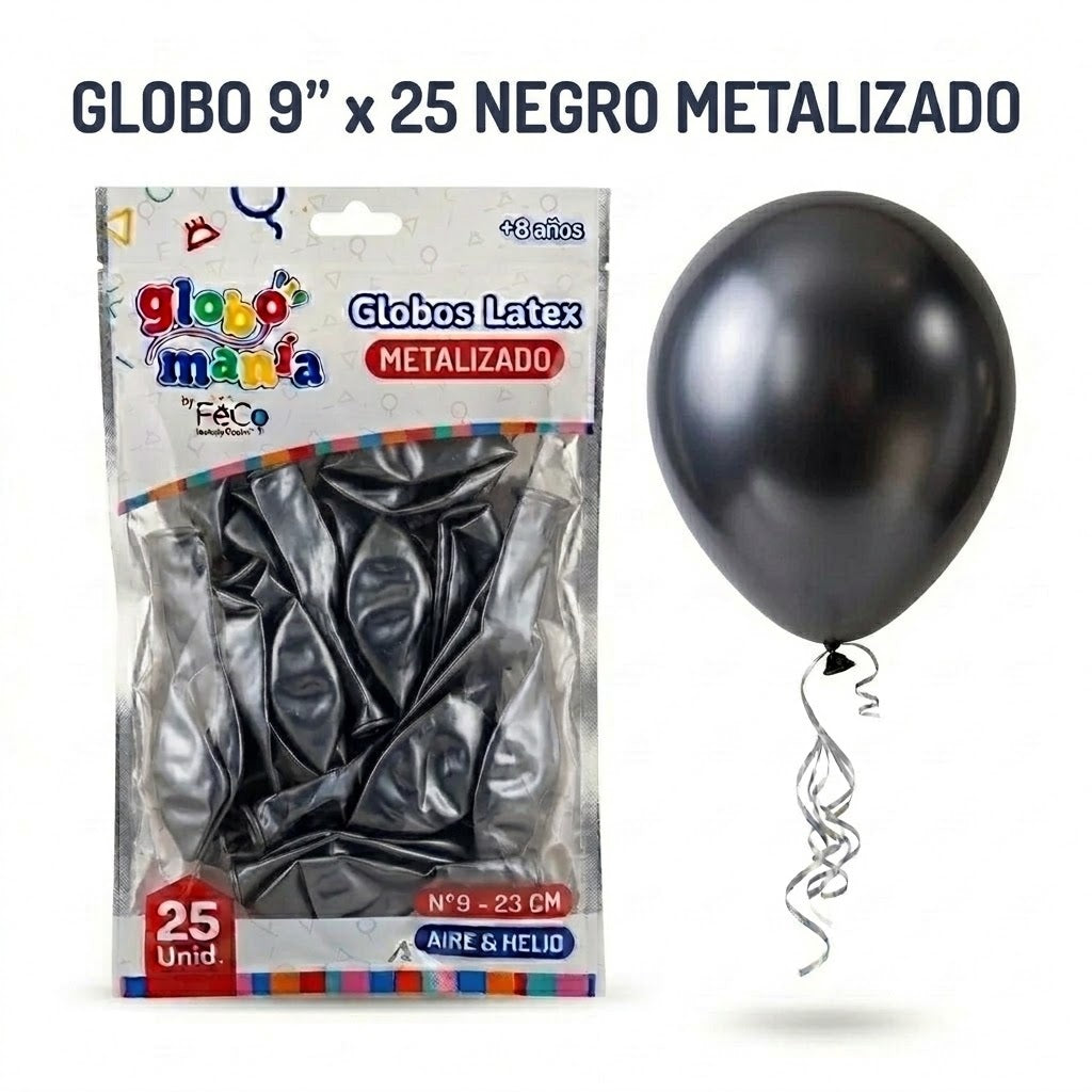 Globos 9 Pulgadas Metálicos x25 - Globos de Fiesta