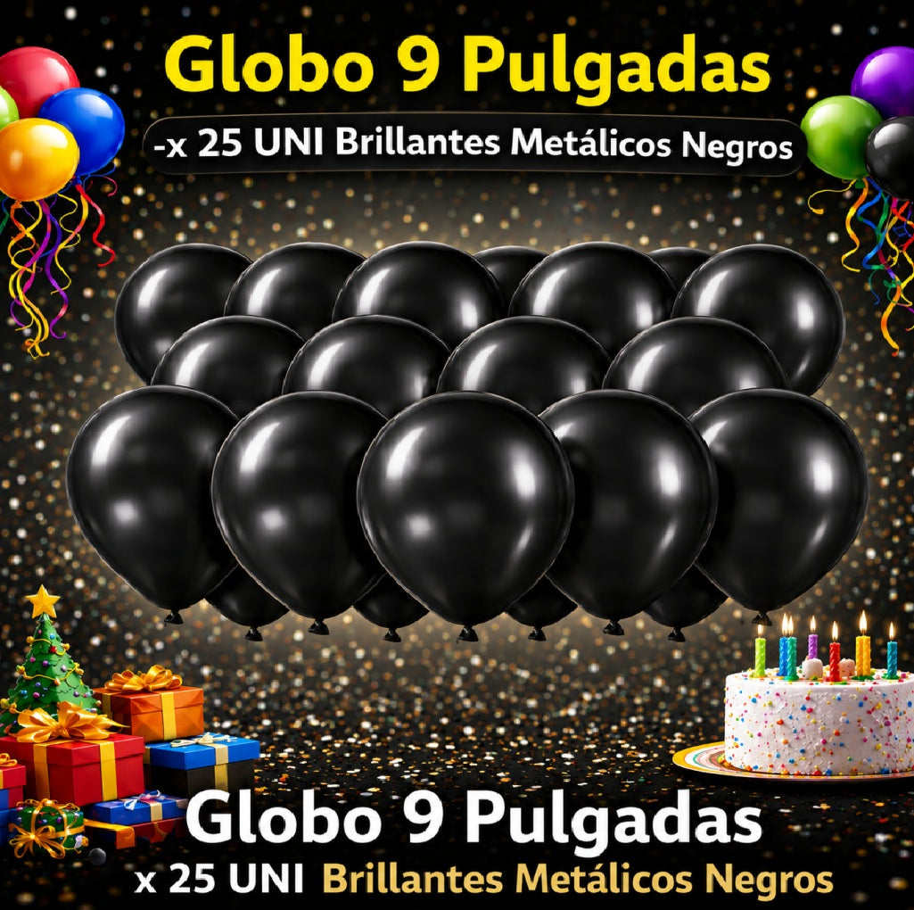 Globos 9 Pulgadas Metálicos x25 - Globos de Fiesta