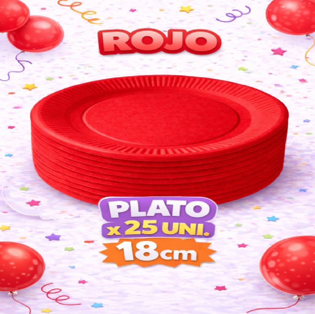Plato Cartón Colores x 25 Unidades – Platos para Fiesta