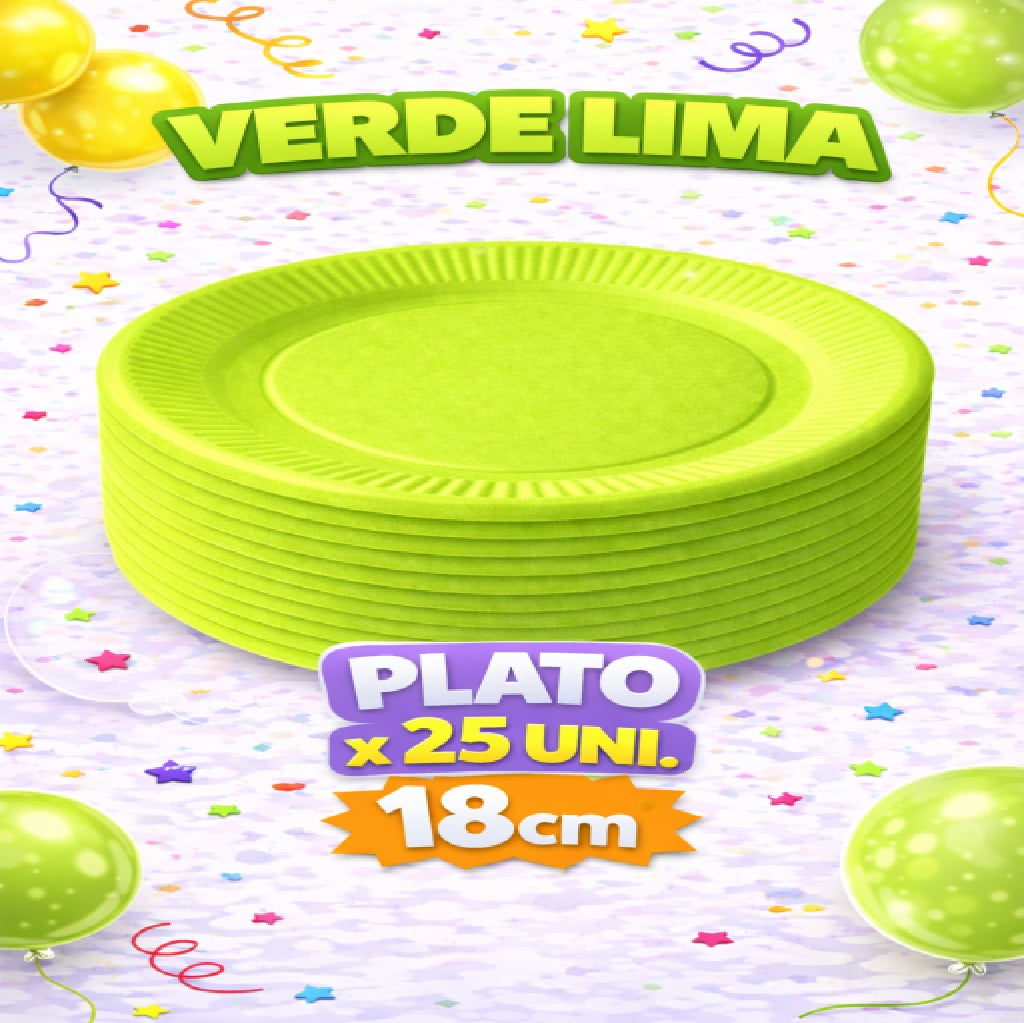 Plato Cartón Colores x 25 Unidades – Platos para Fiesta