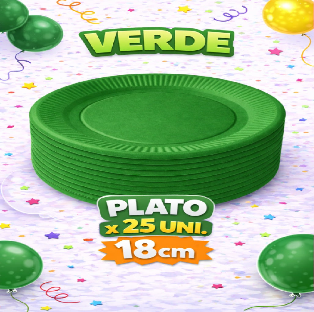 Plato Cartón Colores x 25 Unidades – Platos para Fiesta