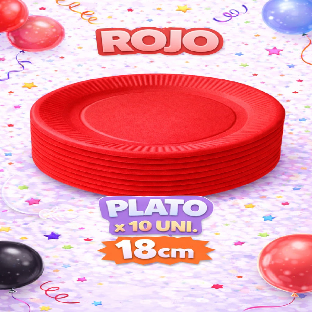 Plato Cartón Colores x 10 Unidades – Platos para Fiesta