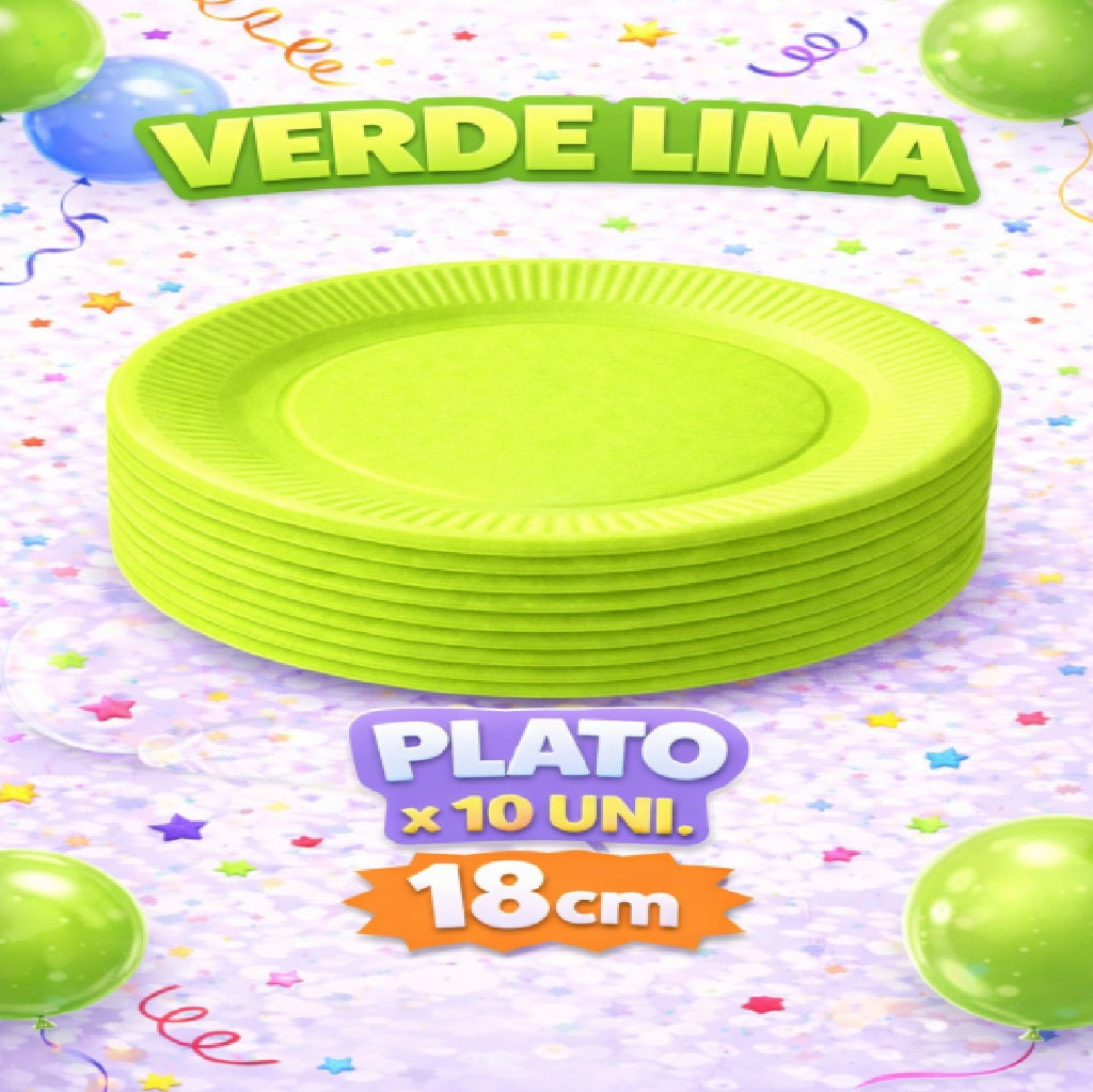 Plato Cartón Colores x 10 Unidades – Platos para Fiesta