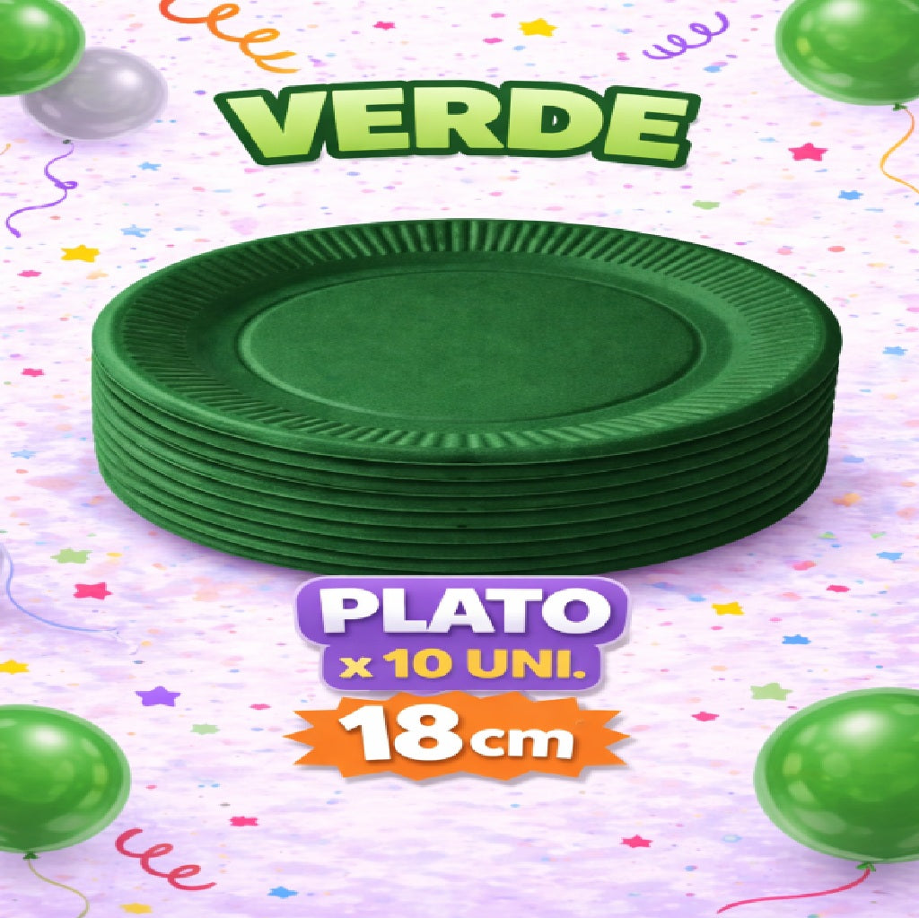 Plato Cartón Colores x 10 Unidades – Platos para Fiesta