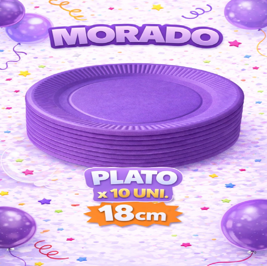 Plato Cartón Colores x 10 Unidades – Platos para Fiesta
