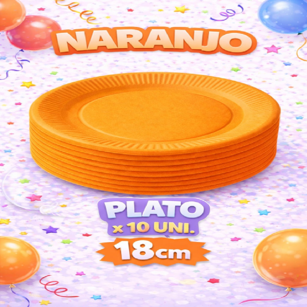 Plato Cartón Colores x 10 Unidades – Platos para Fiesta