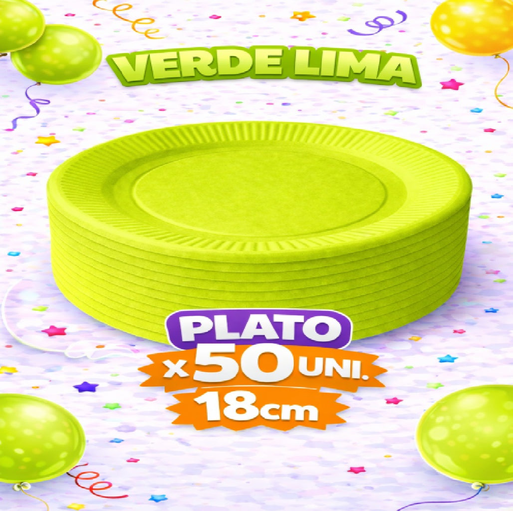 Plato Cartón Colores x 50 Unidades – Platos para Fiesta