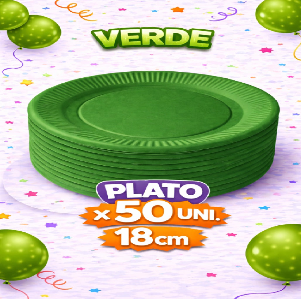 Plato Cartón Colores x 50 Unidades – Platos para Fiesta