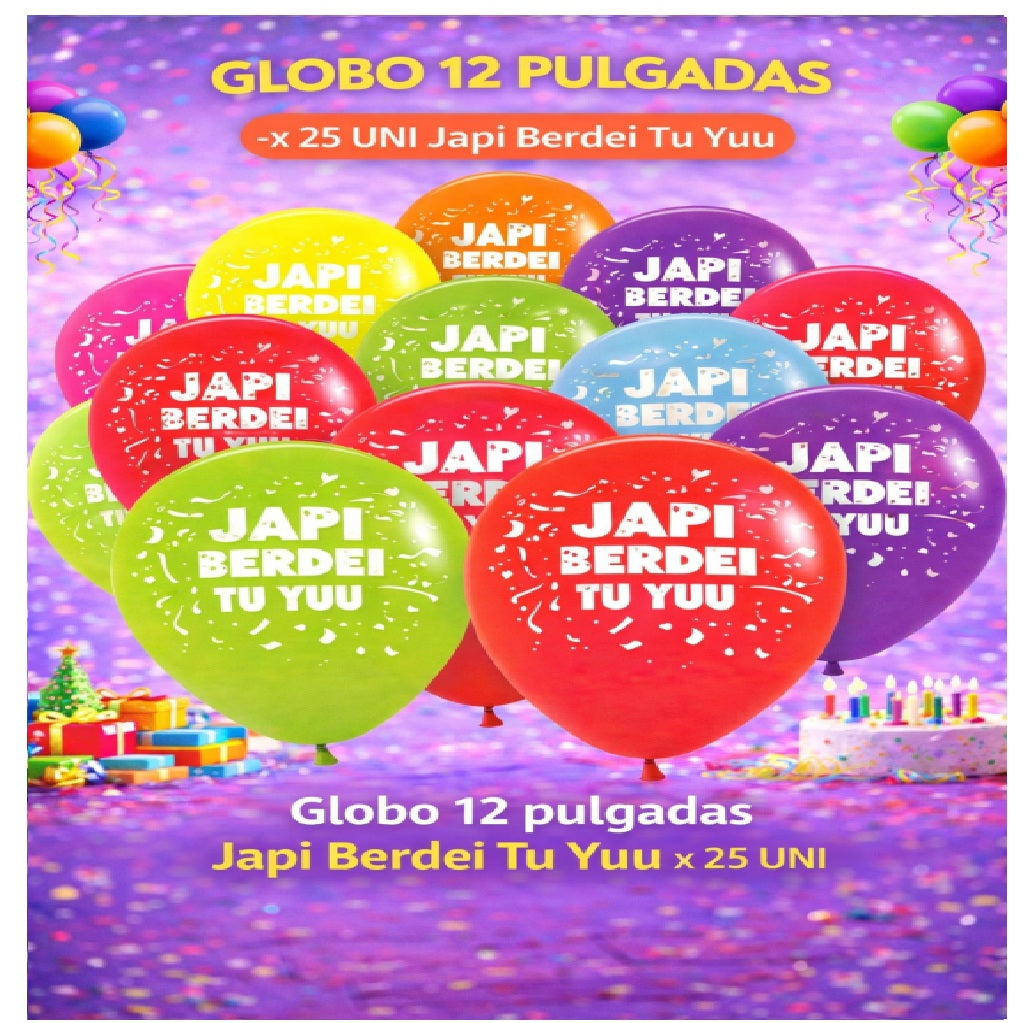 Globos 12" Colores Sólidos Impresos x 25 Und - Decoración Cumpleaños y Fiesta