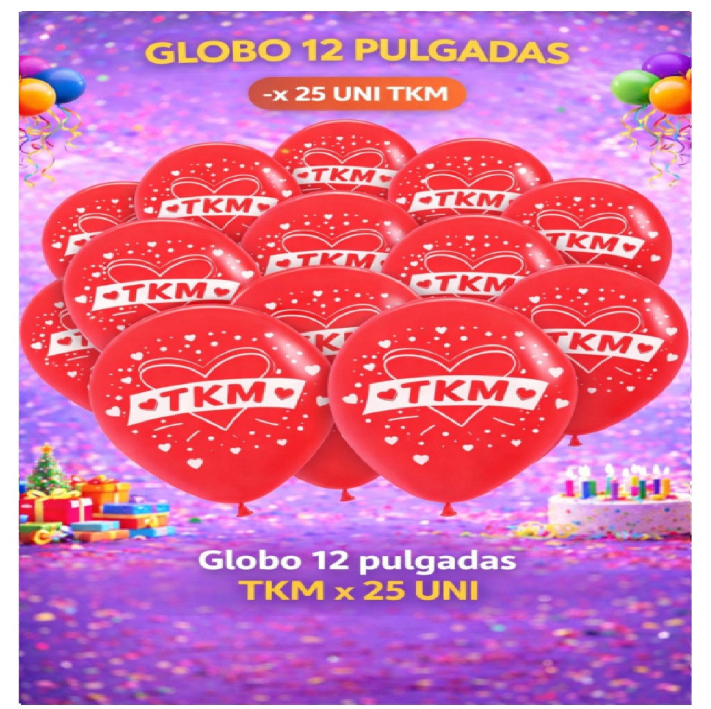 Globos 12" Colores Sólidos Impresos x 25 Und - Decoración Cumpleaños y Fiesta